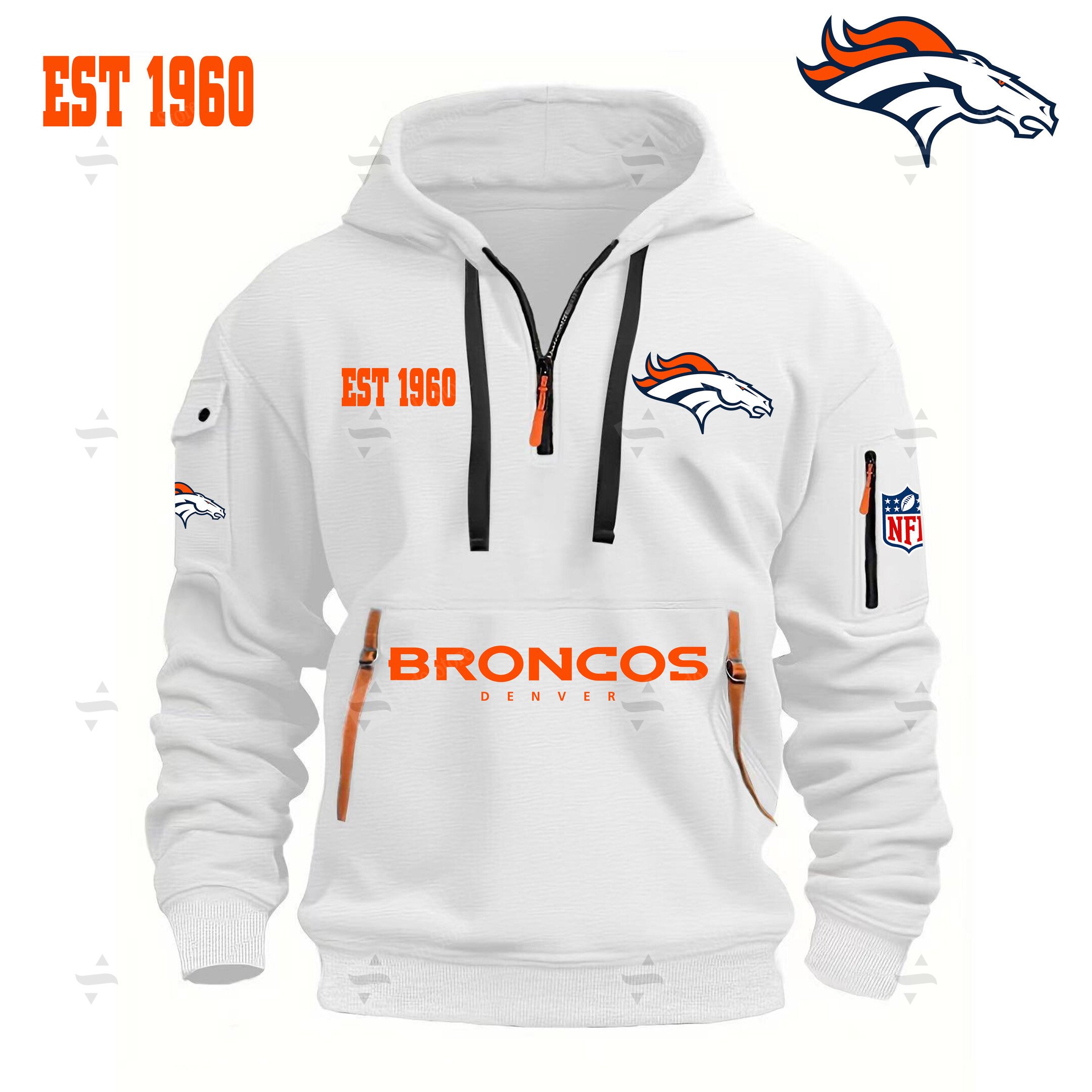 Buildercar - NFL - Denver Broncos - Hoodie Half Zipper