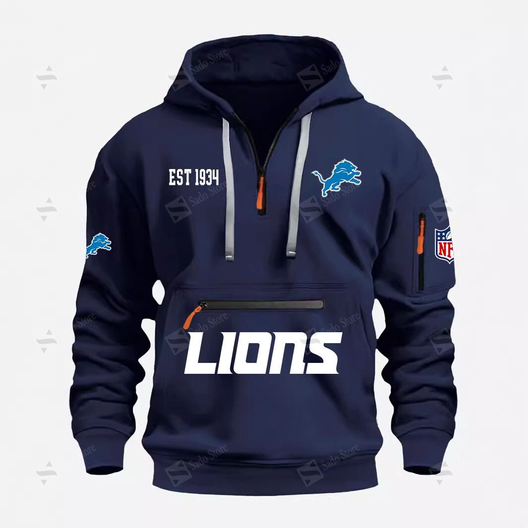 Buildercar - NFL - Detroit Lions - Half Zip Hoodies