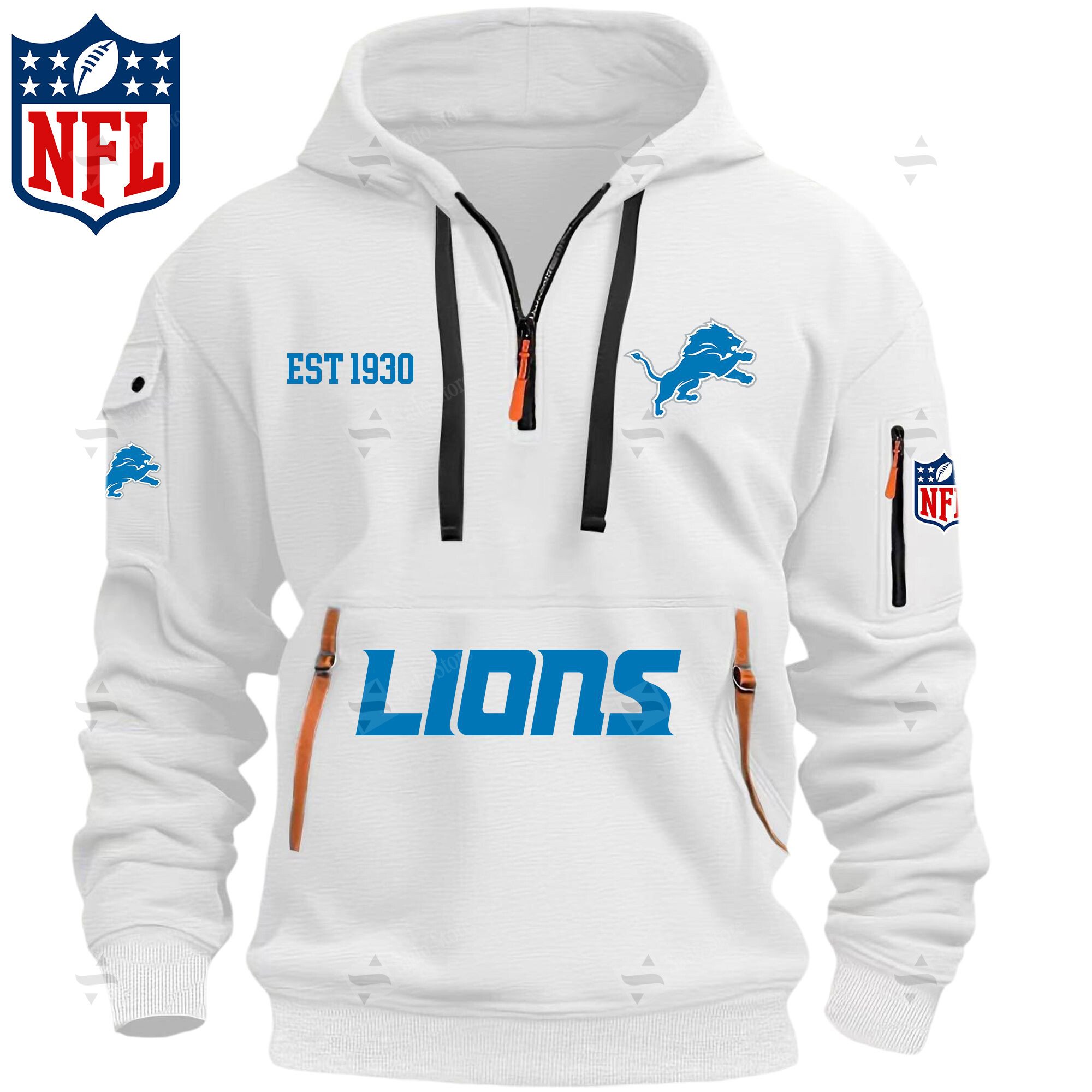 Buildercar - NFL - Detroit Lions - Hoodie Half Zipper