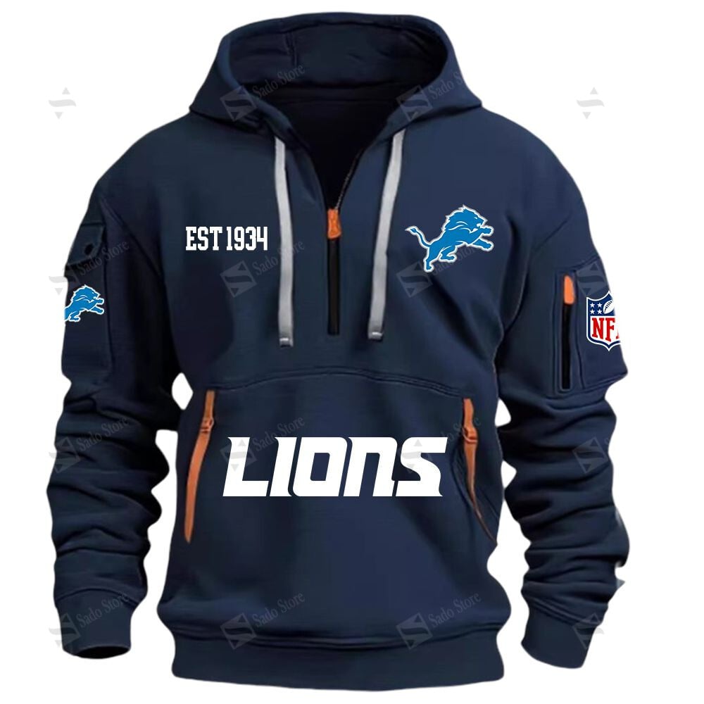 Buildercar - NFL - Detroit Lions - Hoodie Half Zipper