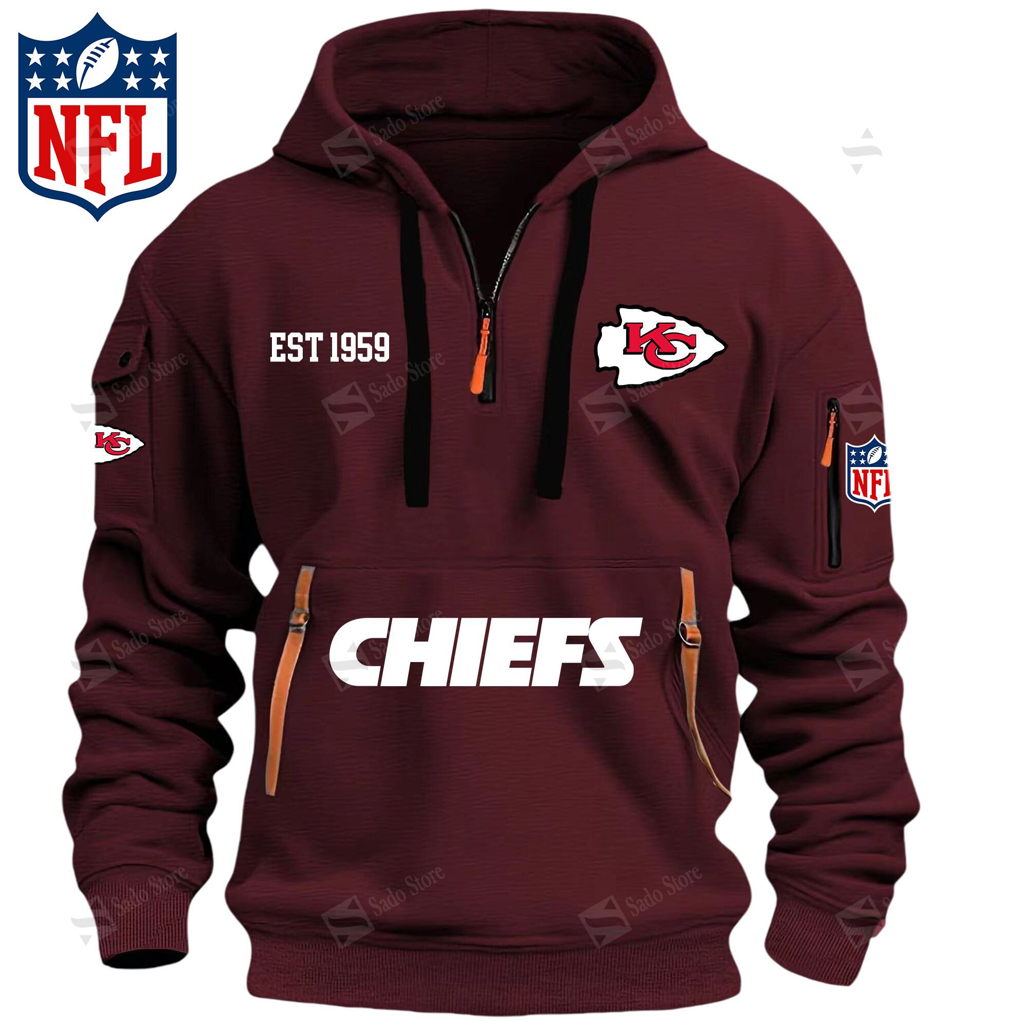 Buildercar - NFL - Kansas City Chiefs - Hoodie Half Zipper