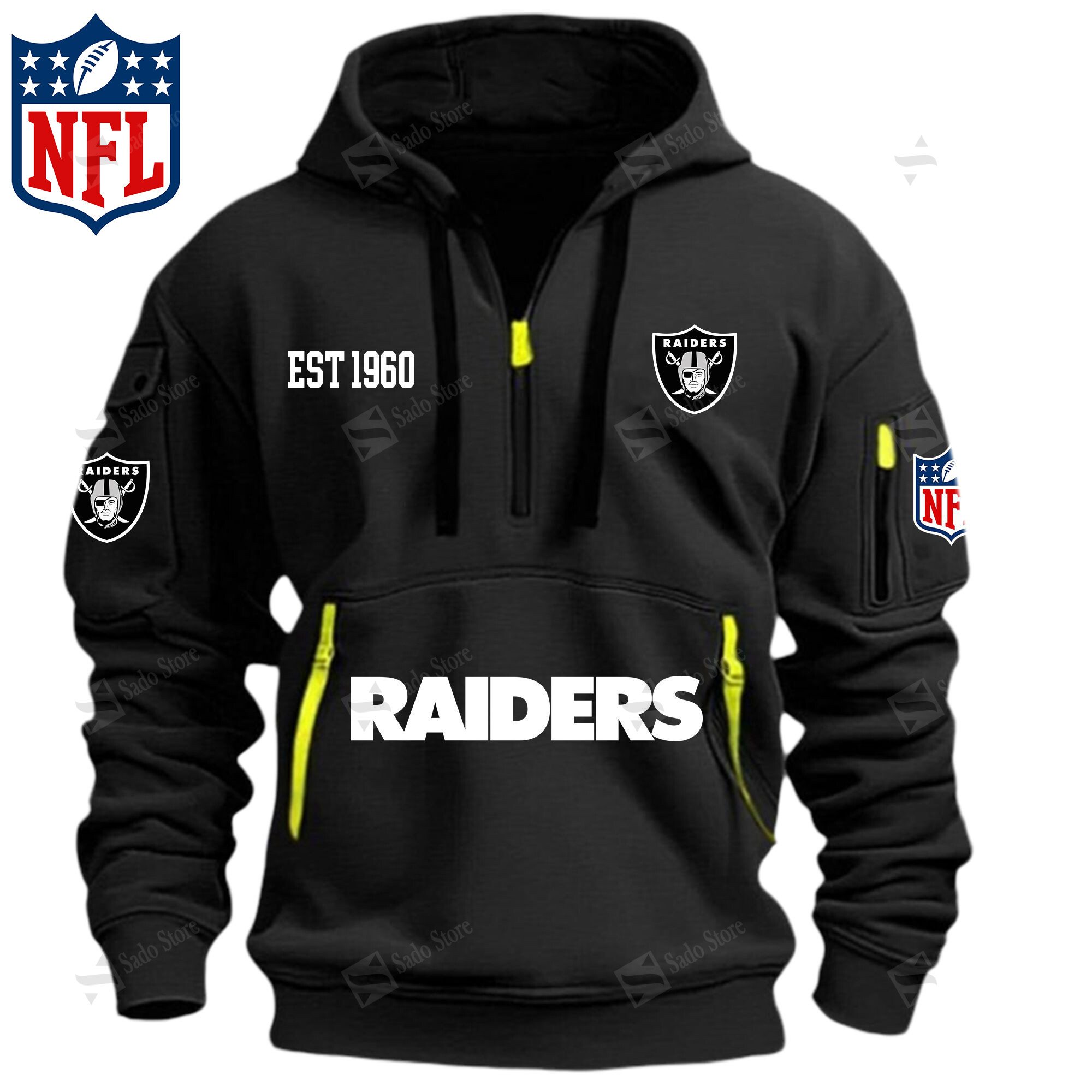 Buildercar - NFL - Las Vegas Raiders - Hoodie Half Zipper