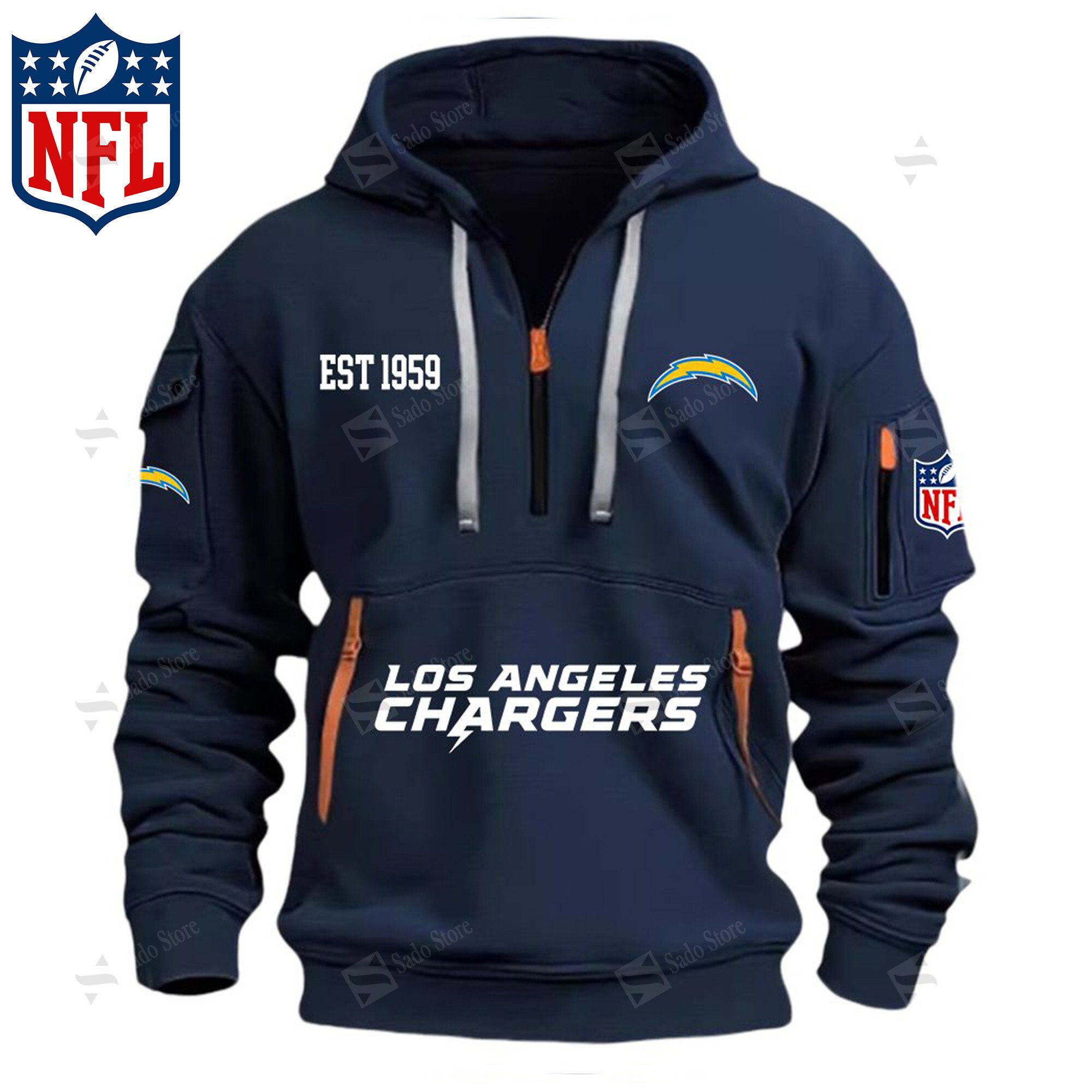 Buildercar - NFL - Los Angeles Chargers - Hoodie Half Zipper