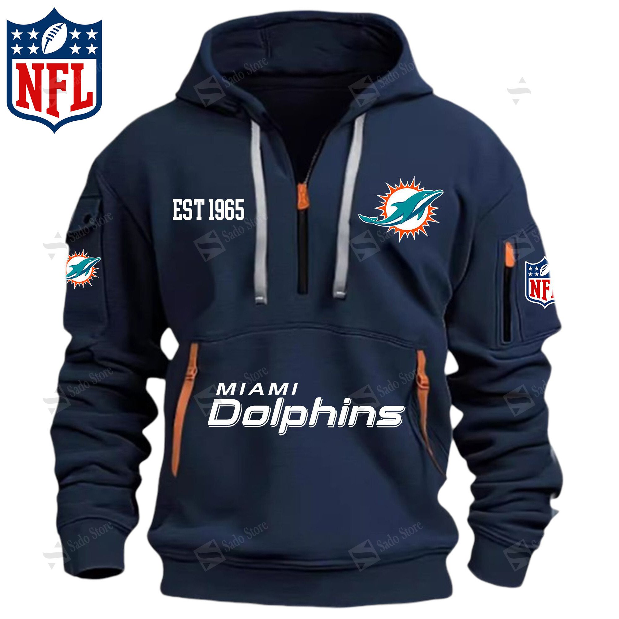 Buildercar - NFL - Miami Dolphins - Hoodie Half Zipper