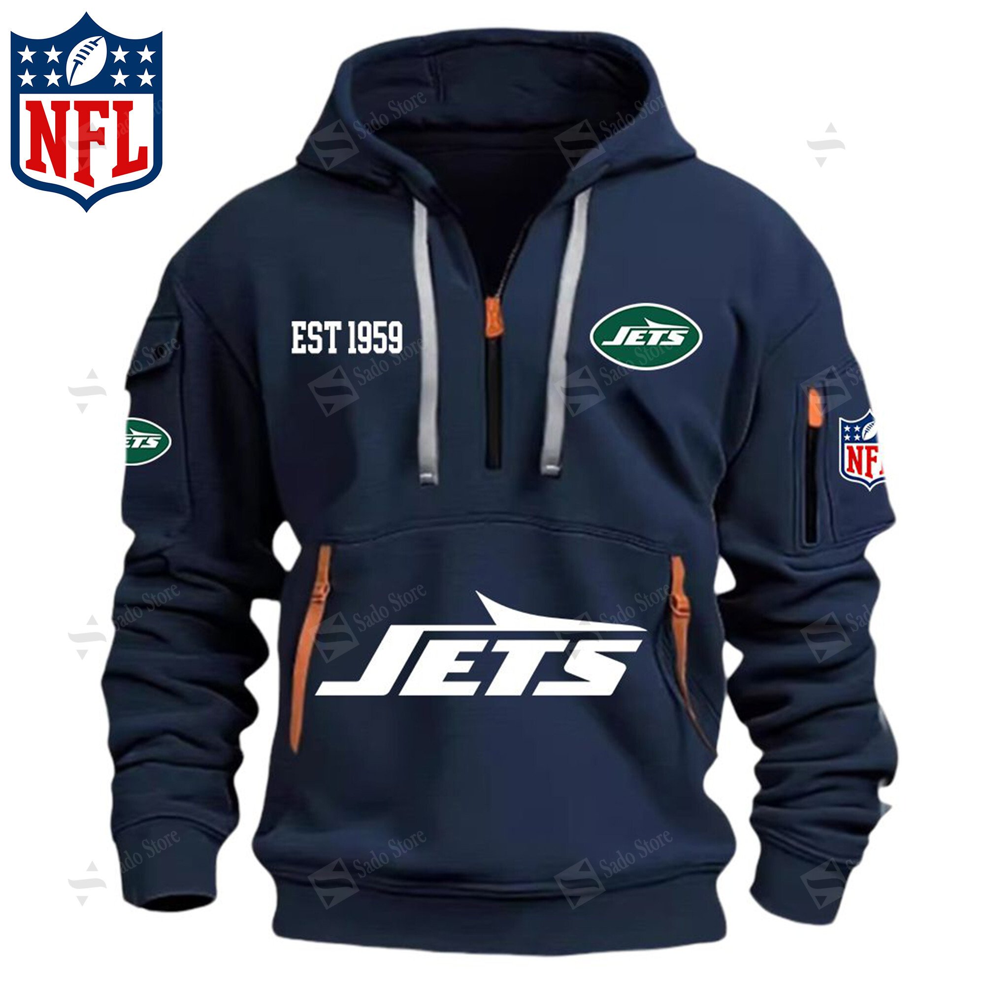 Buildercar - NFL - New York Jets - Hoodie Half Zipper