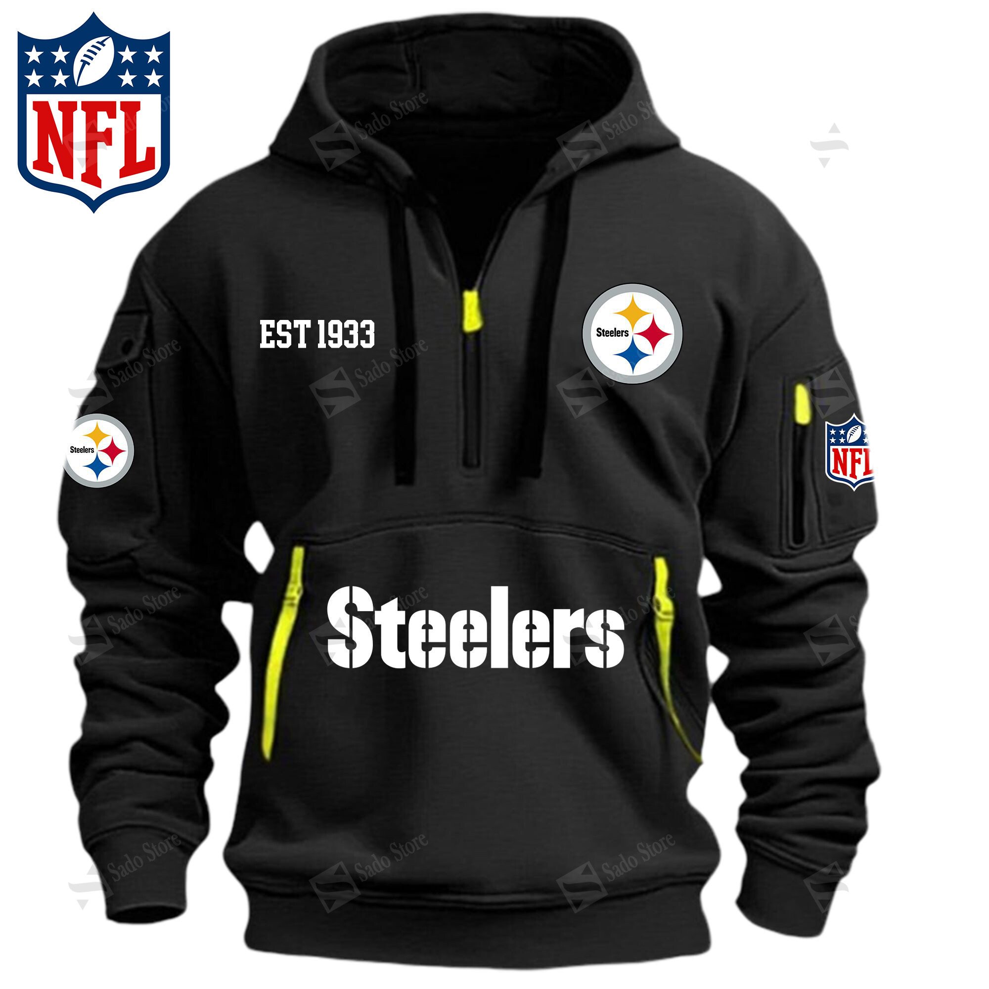 Buildercar - NFL - Pittsburgh Steelers - Hoodie Half Zipper