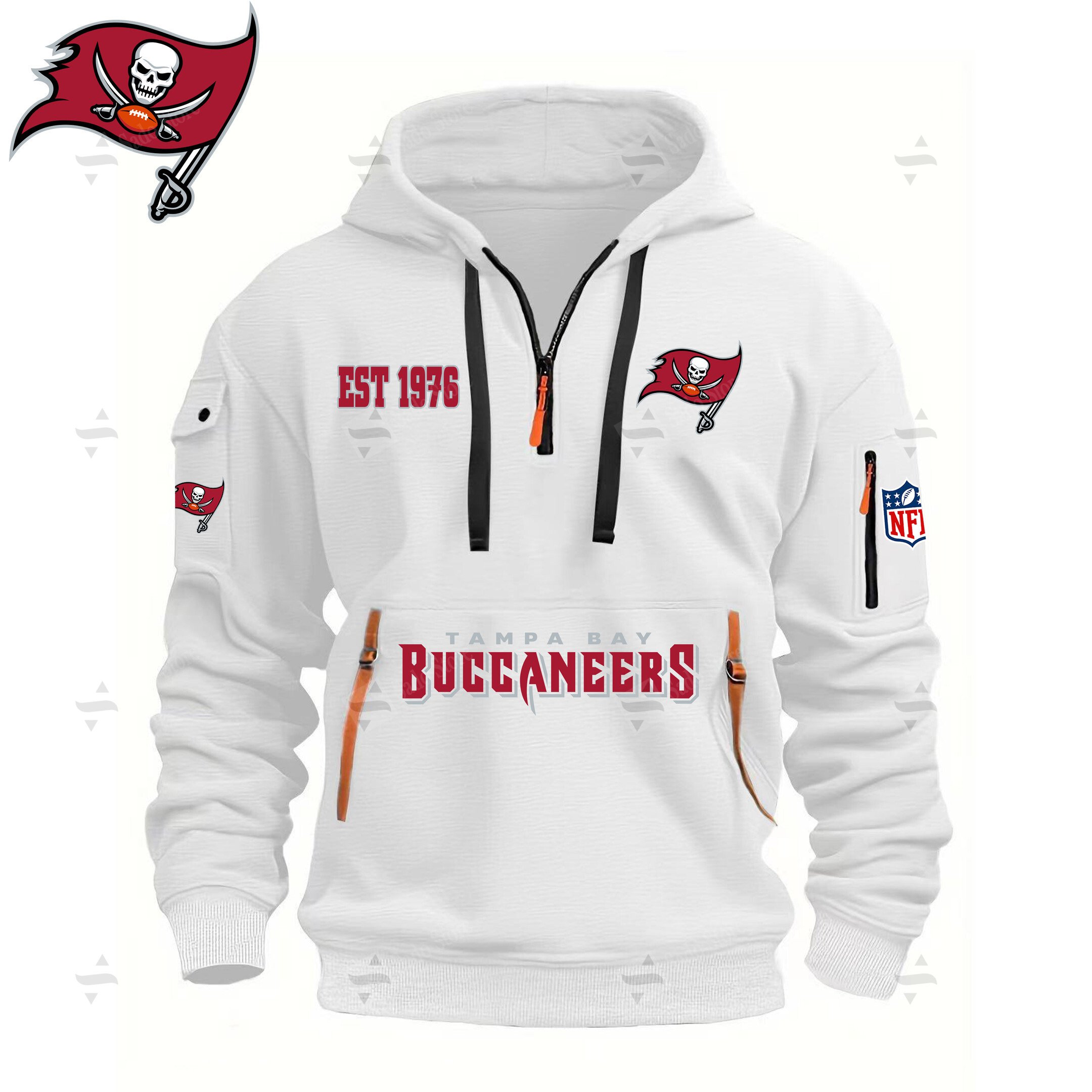 Buildercar - NFL - Tampa Bay Buccaneers - Hoodie Half Zipper