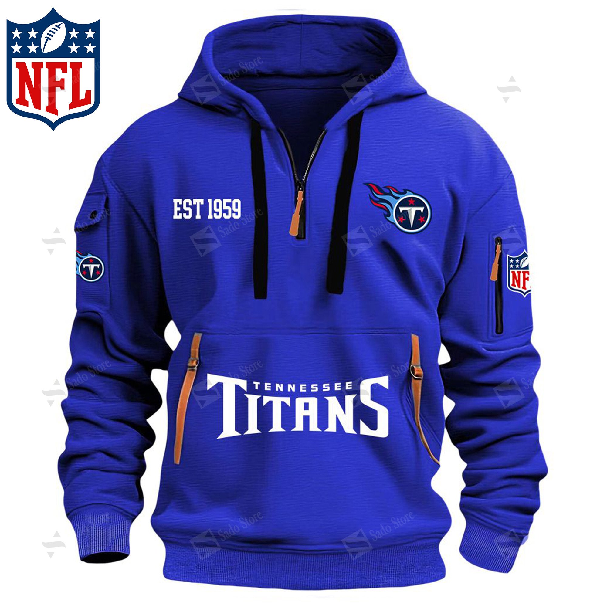 Buildercar - NFL - Tennessee Titans - Hoodie Half Zipper