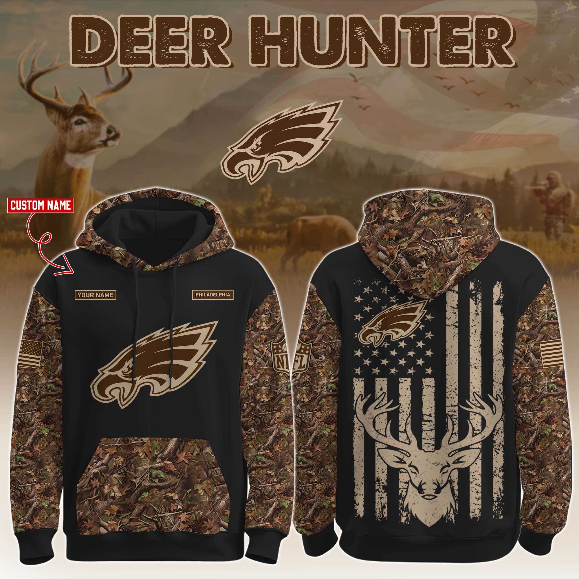 Buildercar -  Philadelphia Eagles-Hunting Limited Editions Personalized Hoodie Personalized Hoodie