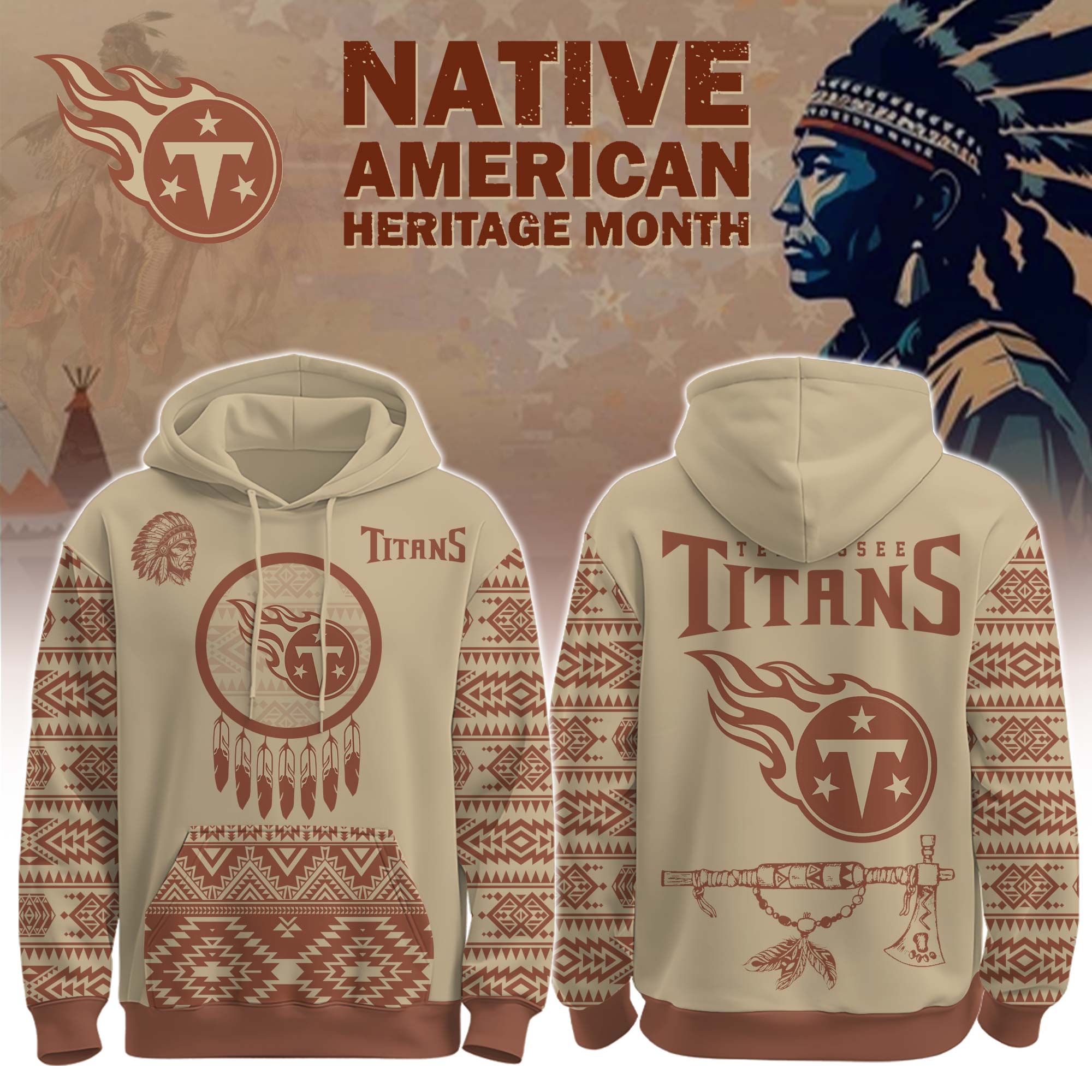 Buildercar - Tennessee Titans Native American Heritage Month Personalized Hoodie