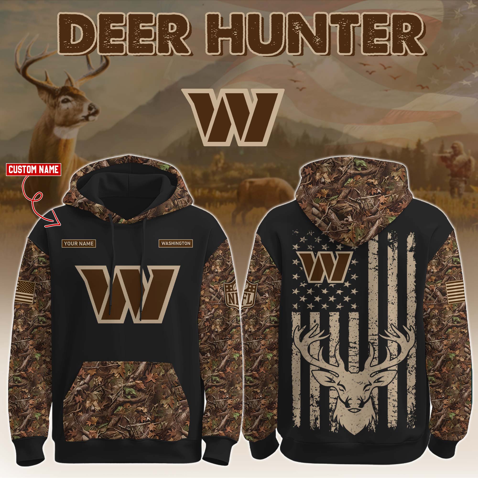 Buildercar - Washington Commanders-Hunting Limited Editions Personalized Hoodie Personalized Hoodie