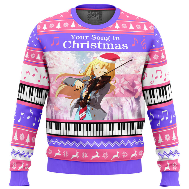 Buildercar - Your Song in Christmas Your Lie in April Ugly Christmas Sweater 