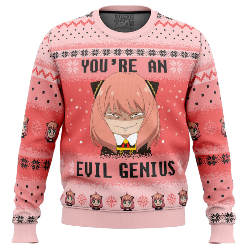 Buildercar - You’re An Evil Genius Spy X Family Ugly Christmas Sweater 