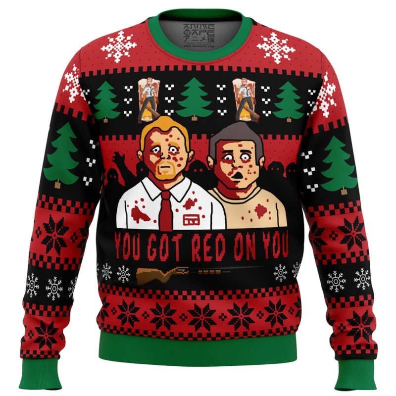 Buildercar - You’ve Got Red On You Shaun of the Dead Ugly Christmas Sweater 