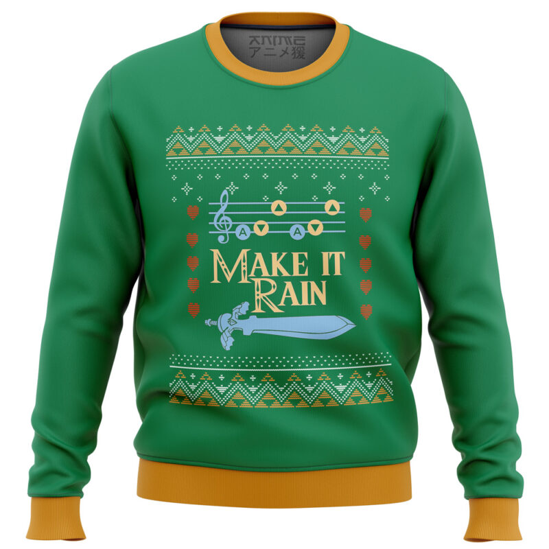 Buildercar - Zelda Make it Rain Ugly Christmas Sweater 