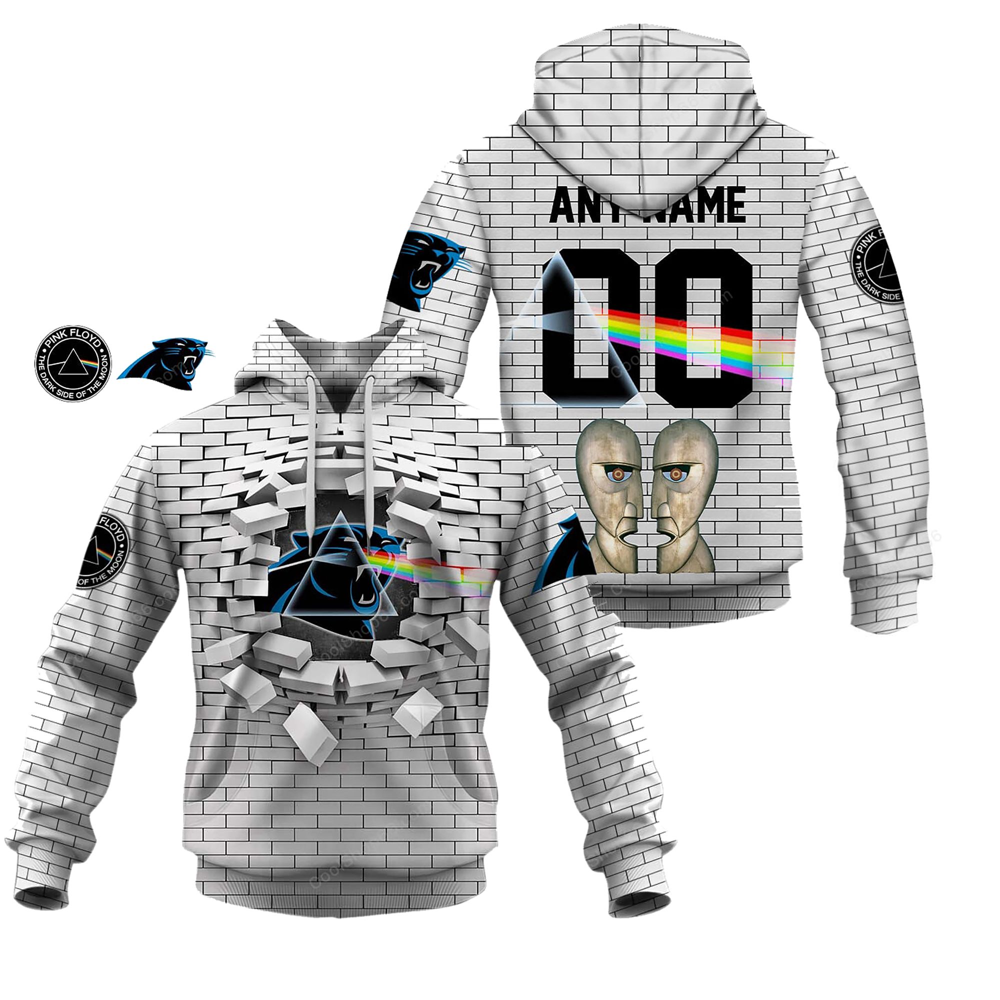 Buildercar - Carolina Panthers NFL X Pink Floyd Inspired Custom Name Hoodie