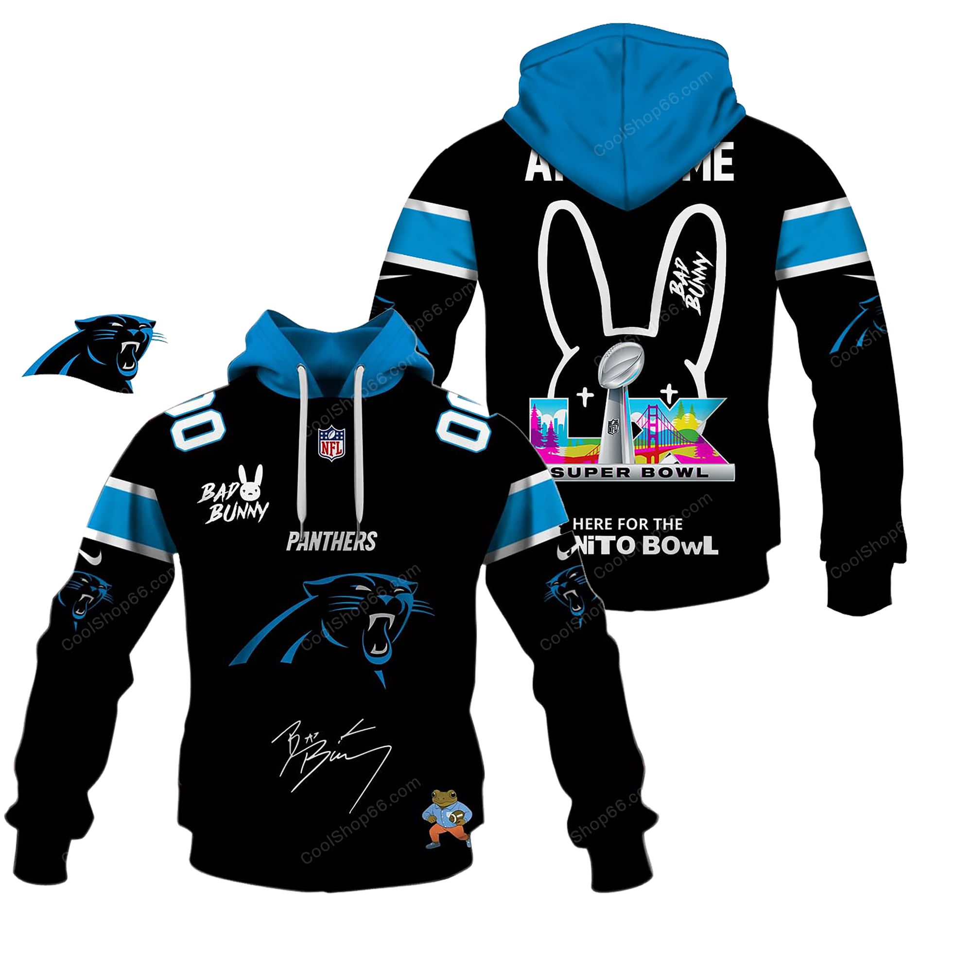 Buildercar - Carolina Panthers x Bad Bunny Super Bowl 2026 Limited Edition Hoodie