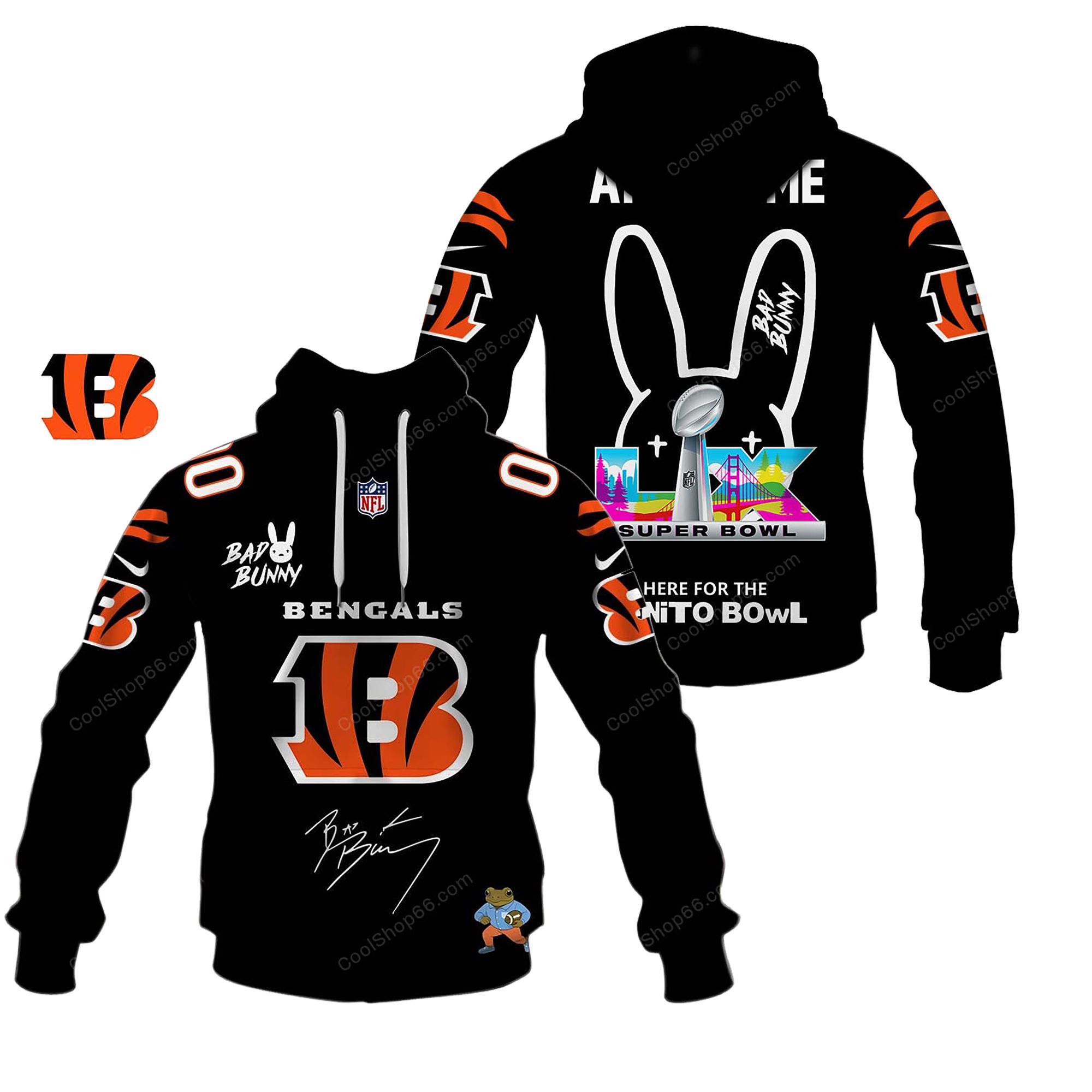 Buildercar - Cincinnati Bengals x Bad Bunny Super Bowl 2026 Limited Edition Hoodie