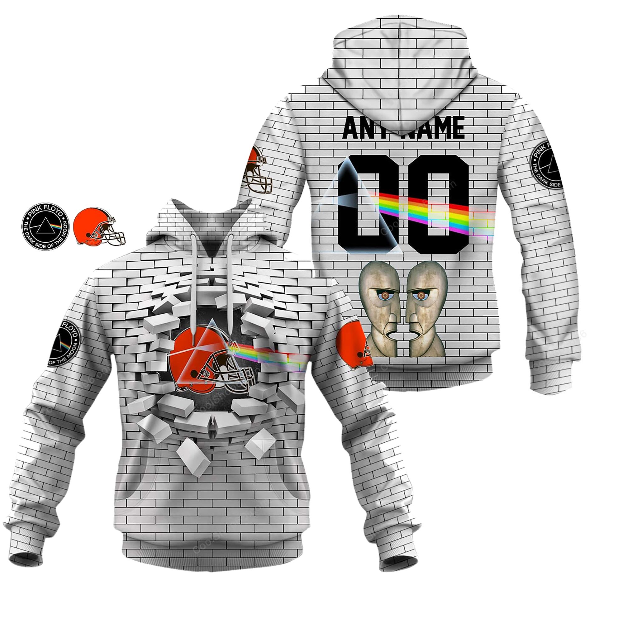 Buildercar - Cleveland Browns NFL X Pink Floyd Inspired Custom Name Hoodie