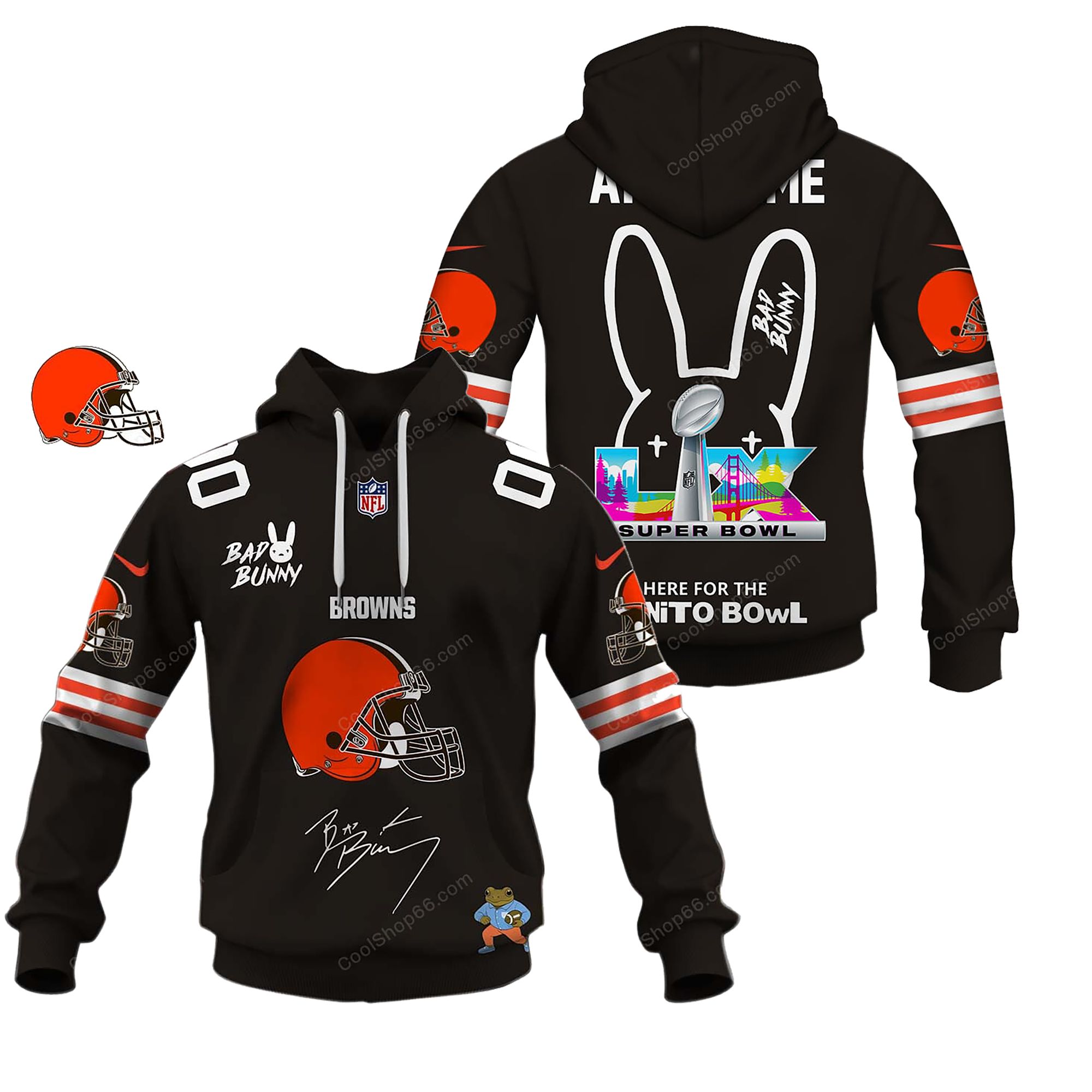 Buildercar - Cleveland Browns x Bad Bunny Super Bowl 2026 Limited Edition Hoodie