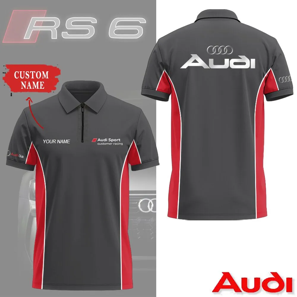 Customized Men's Zip Polo Shirt AUDI - hm27102813