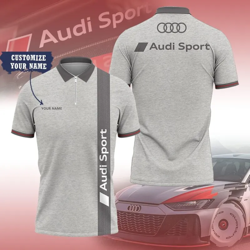 Customized Men's Zip Polo Shirt AUDI - hm27103520