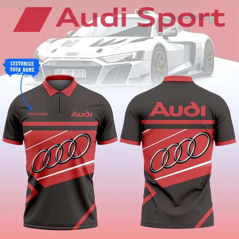 Customized Men's Zip Polo Shirt AUDI - hm27103521