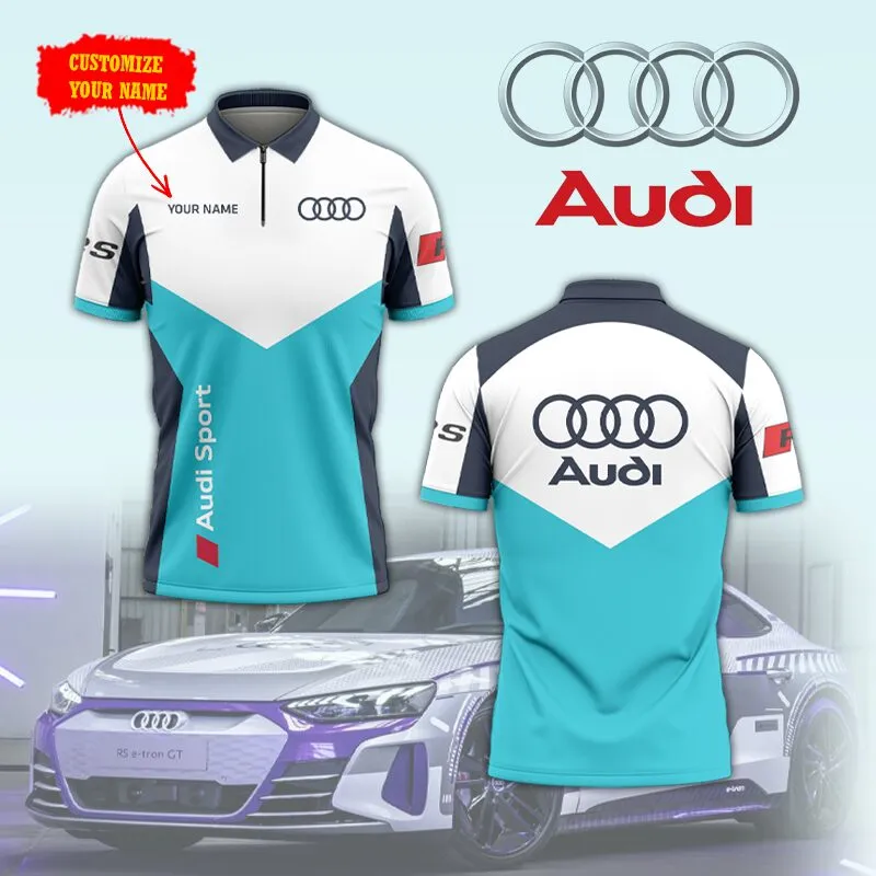 Customized Men's Zip Polo Shirt AUDI - hm27103523