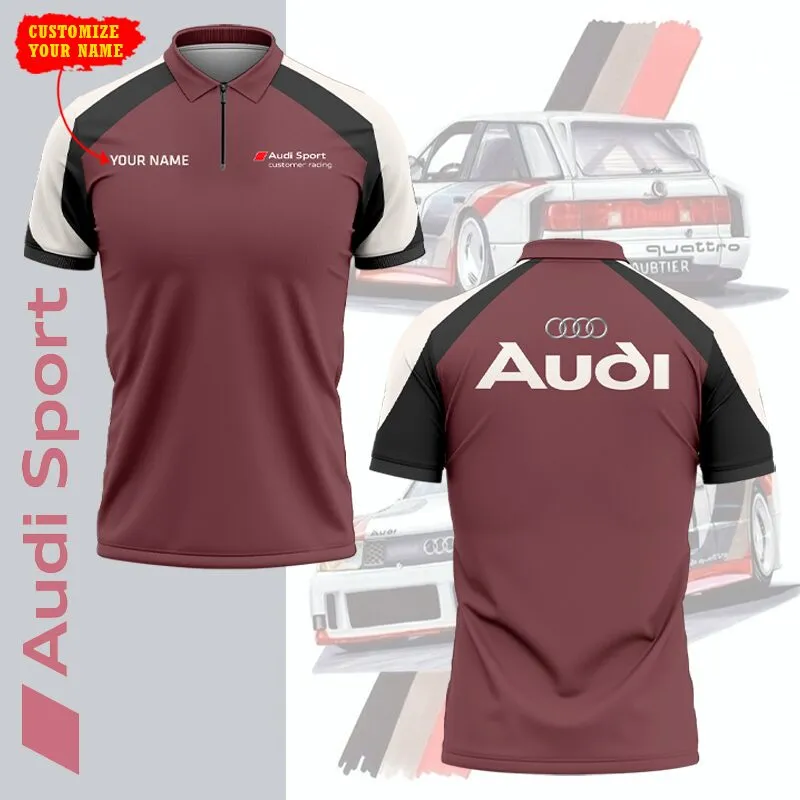 Customized Men's Zip Polo Shirt AUDI - hm27103525