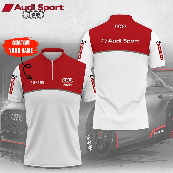 Customized Men's Zip Polo Shirt AUDI - hm27103534