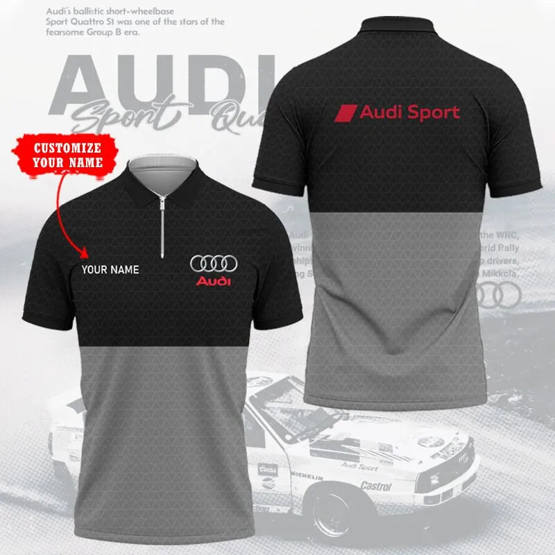Customized Men's Zip Polo Shirt AUDI - hm27103535