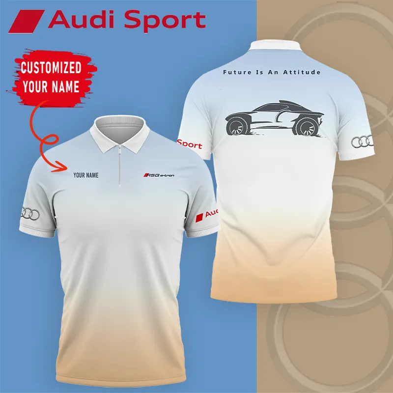 Customized Men's Zip Polo Shirt AUDI - hm27103536