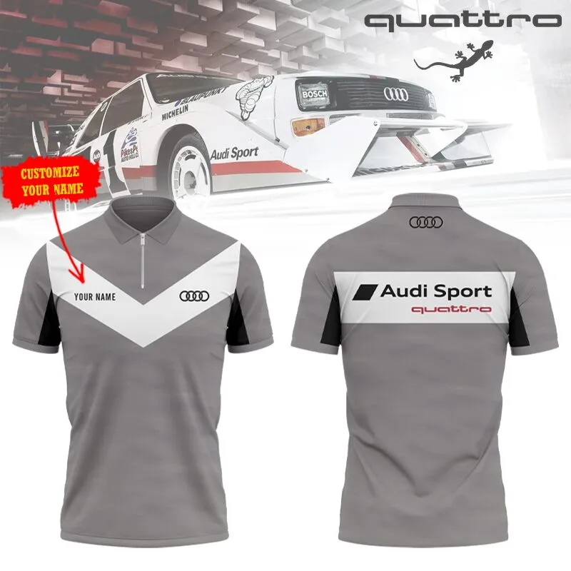 Customized Men's Zip Polo Shirt AUDI - hm27103539