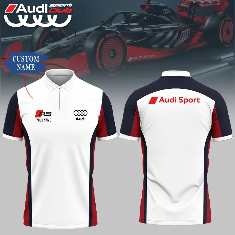 Customized Men's Zip Polo Shirt AUDI - hm27103540