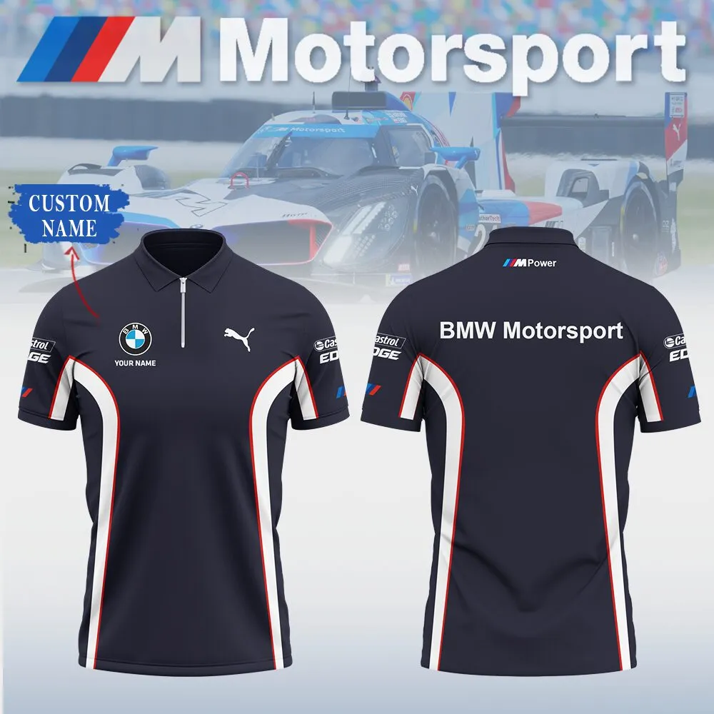Customized Men's Zip Polo Shirt BMW - hm27103498