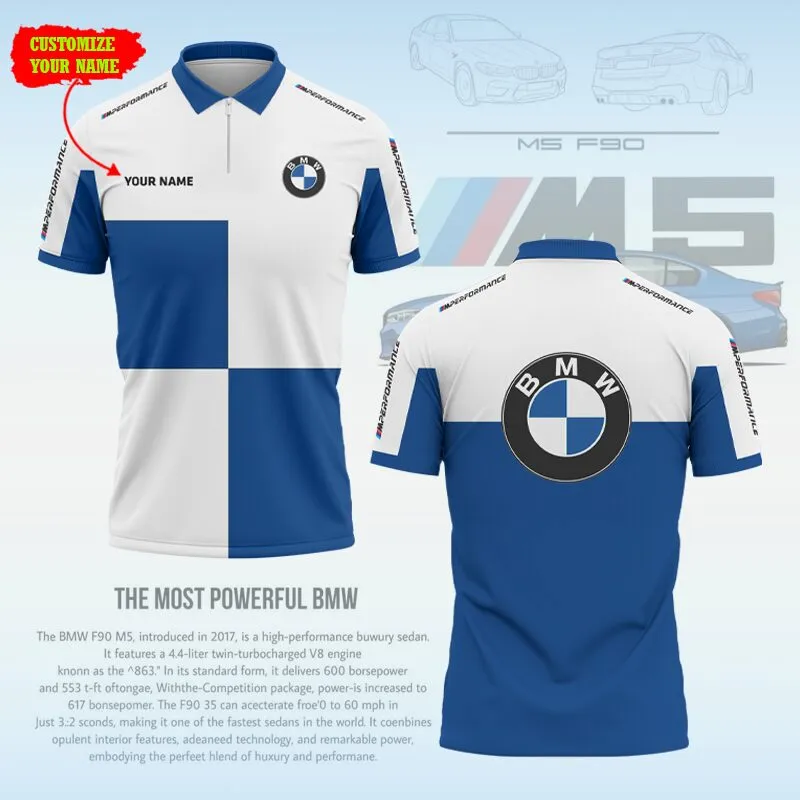 Customized Men's Zip Polo Shirt BMW - hm27103791