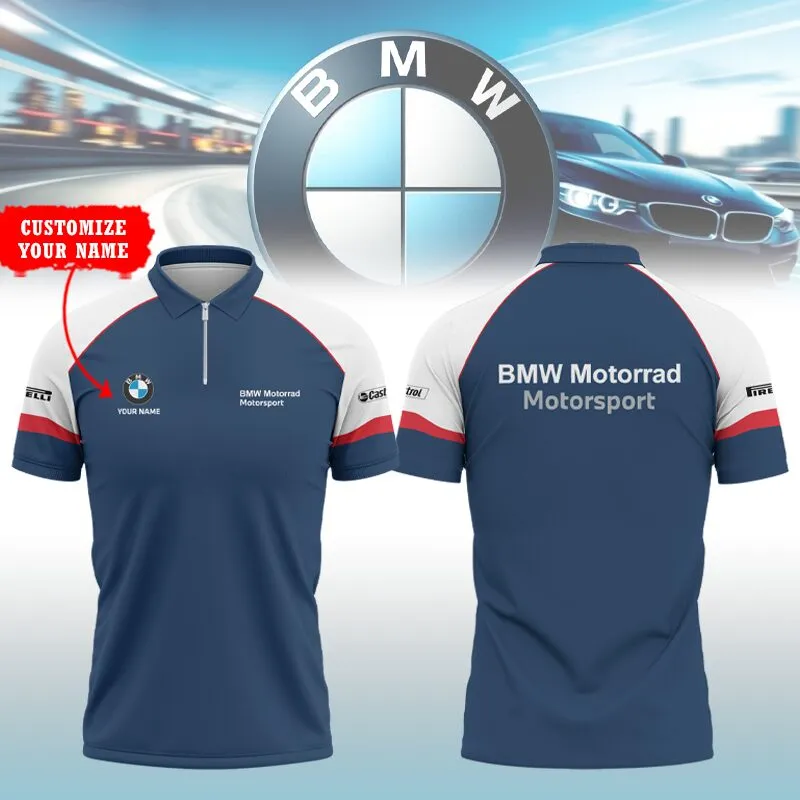 Customized Men's Zip Polo Shirt BMW - hm27103795