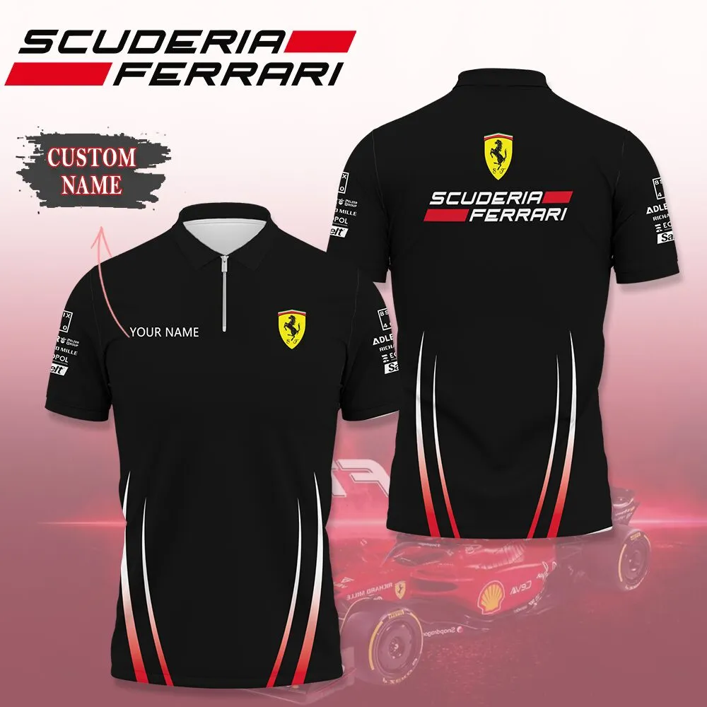 Customized Men's Zip Polo Shirt FERRARI - hm27103558