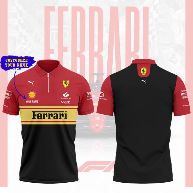 Customized Men's Zip Polo Shirt FERRARI - hm27103576