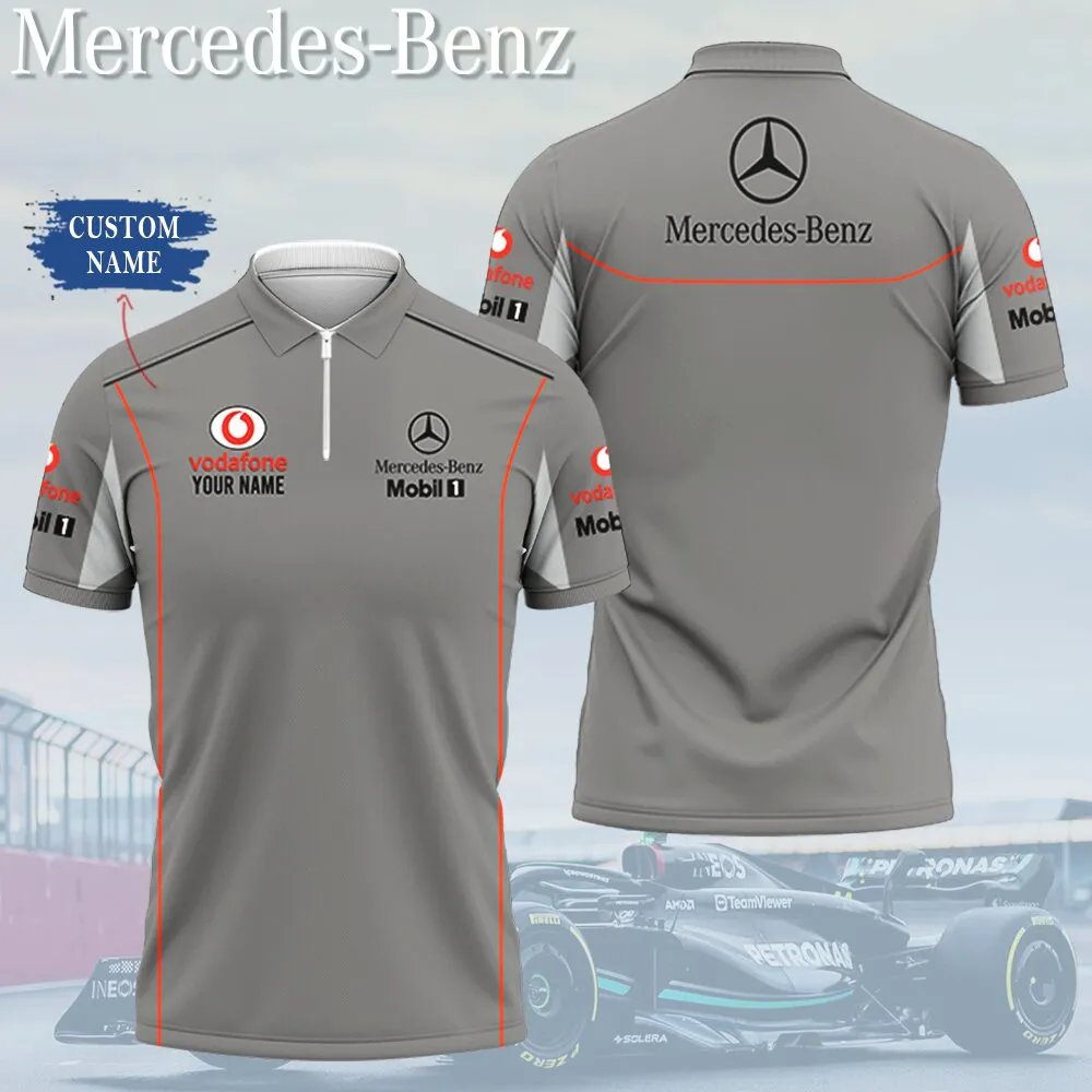 Customized Men's Zip Polo Shirt MERCEDES - hm27103655