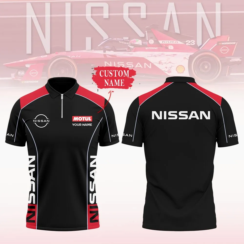Customized Men's Zip Polo Shirt NISSAN - hm27103648