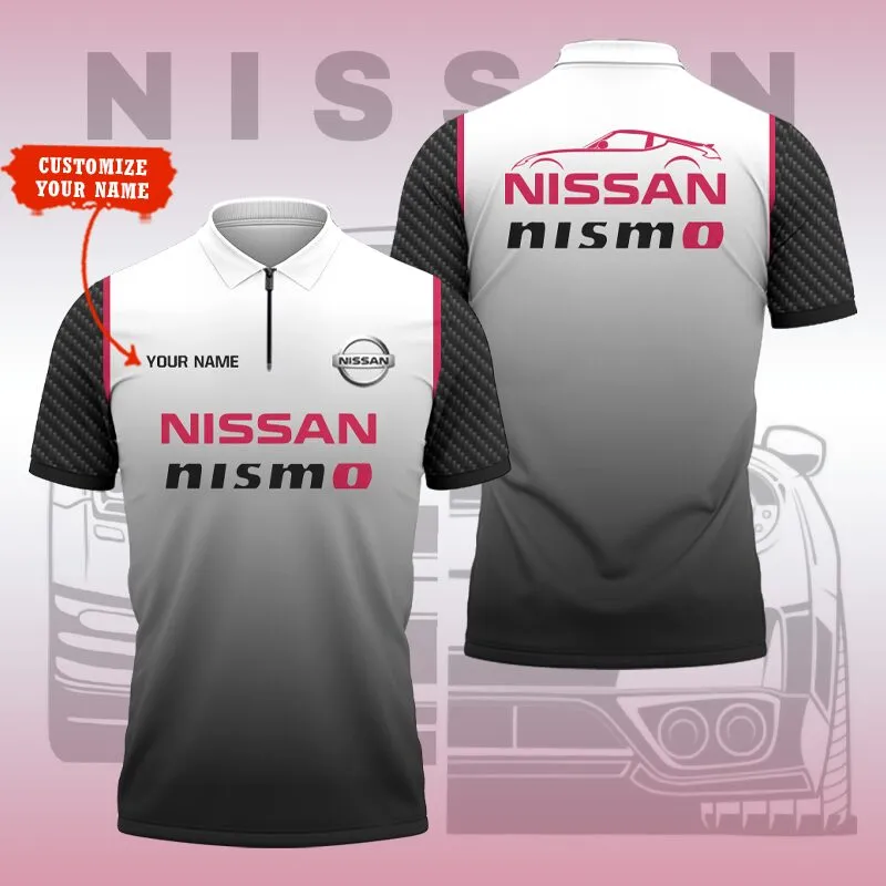 Customized Men's Zip Polo Shirt NISSAN - hm27103652