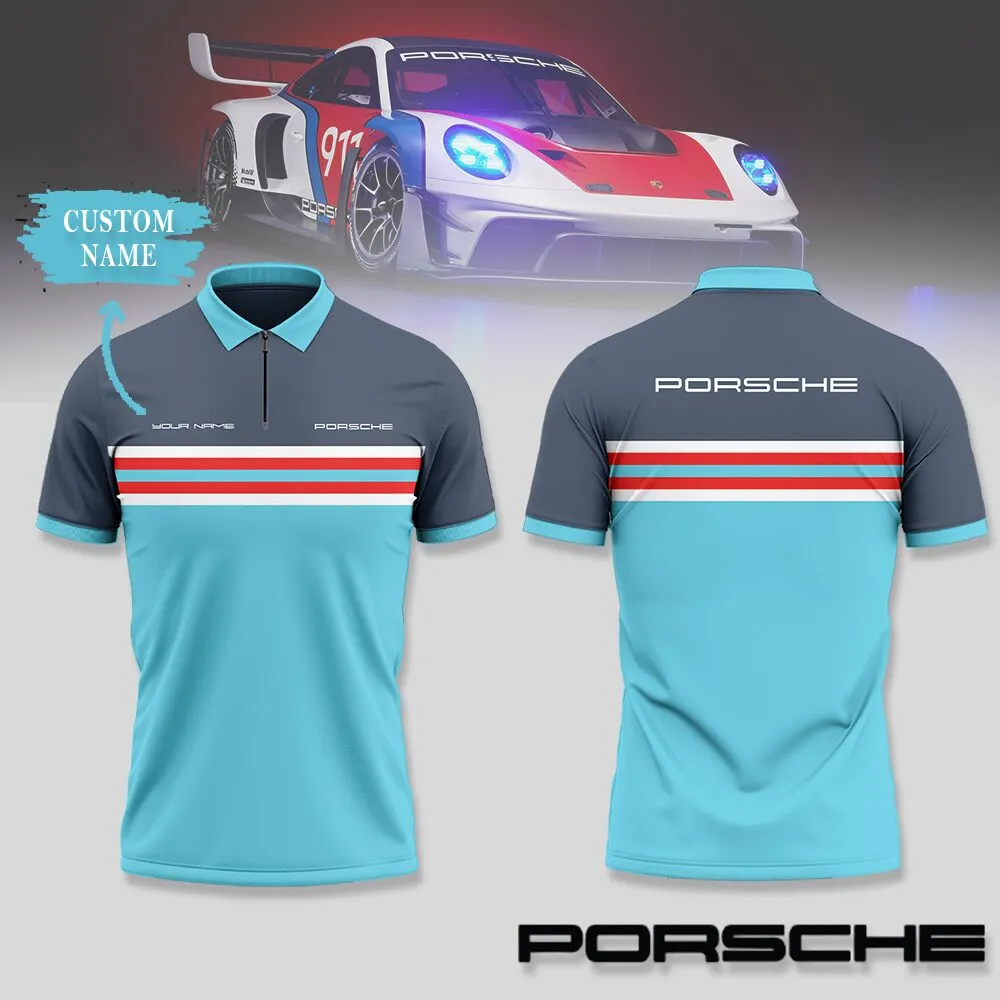 Customized Men's Zip Polo Shirt PORSCHE - hm27102543