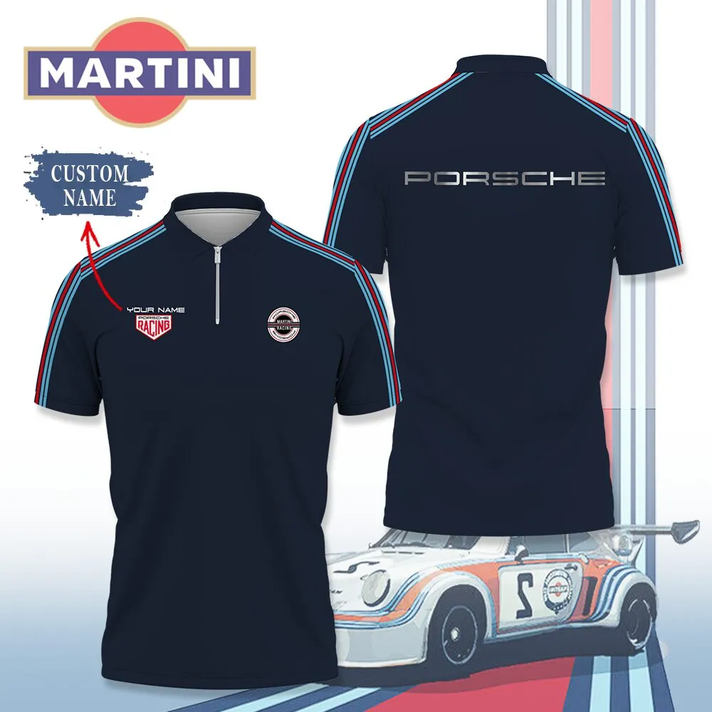 Customized Men's Zip Polo Shirt PORSCHE - hm27103049