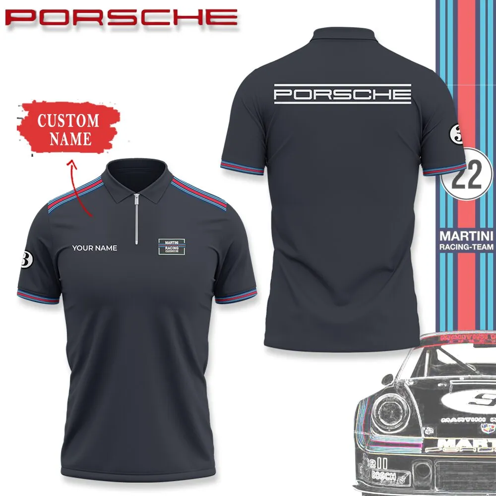 Customized Men's Zip Polo Shirt PORSCHE - hm27103285