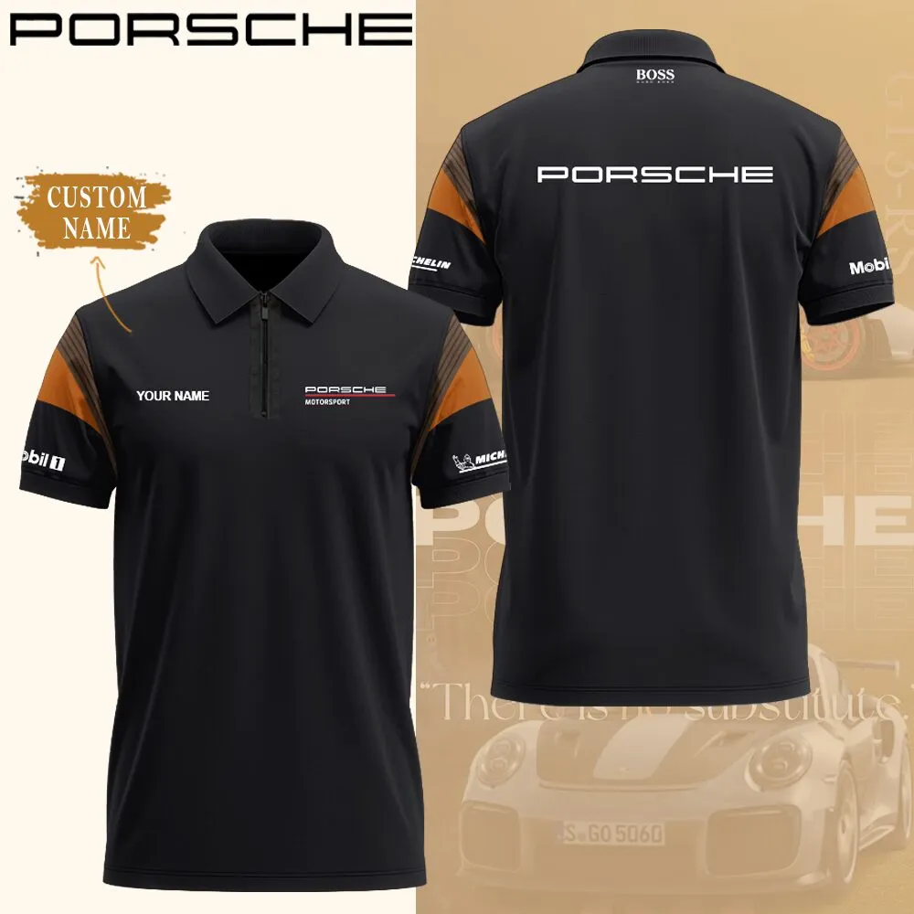 Customized Men's Zip Polo Shirt PORSCHE - hm27103468