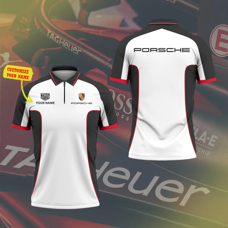 Customized Men's Zip Polo Shirt PORSCHE - hm27103685