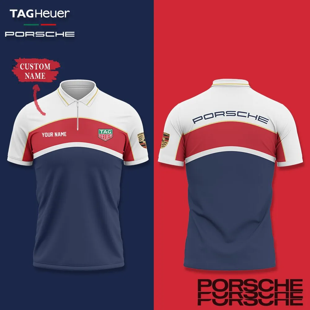 Customized Men's Zip Polo Shirt PORSCHE - hm27103699