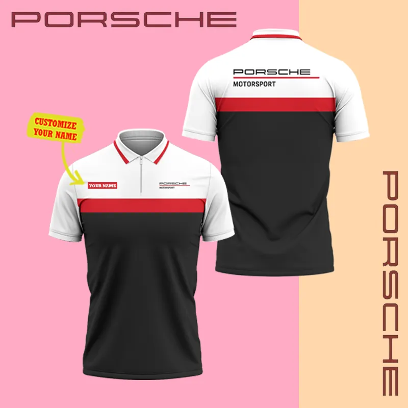 Customized Men's Zip Polo Shirt PORSCHE - hm27103702