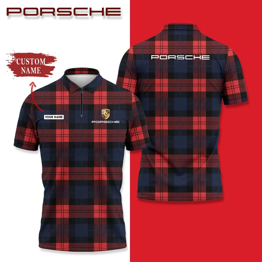 Customized Men's Zip Polo Shirt PORSCHE - hm27103703